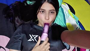 colombiana housewife teases her juicy pussy with toys at home