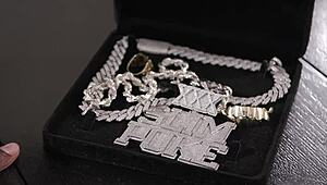 Tatted blondie licks and rides rapper's huge black cock!