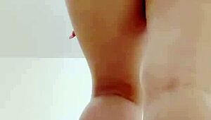 blonde big boobs bounce in tight miniskirt tease