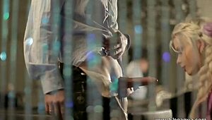 beautiful german milf maid milks cock with her expert bj and handjob.