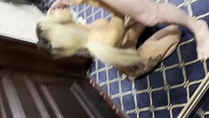 Mia velvet slurps hubby's thick cock deep with her big fake tits out 😍🍆💦 bedroom fun!