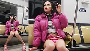 Crossdressing tranny exhibits short skirt panties in public guarrita 😈👗💋 flashing everything!