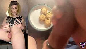 big dick trans jessica bloom edges cum on cookie then devours it hungrily