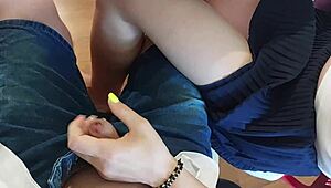 classroom handjob fingering her pussy leads to massive cumshot explosion 18yo