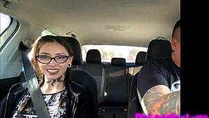 wanna see this tattooed latina babe kiss and suck in hot casting car ride to hotel??