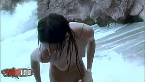 Clara and Barbara-Nux trade passionate licks and rough strapon fucks with Terry Kemaco in wild beach FFM threesome