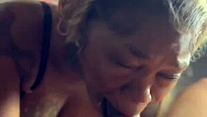 pov ebony spits sloppy on big black cock for hair cash