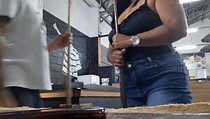 she lost pool game but won big cock creampie pounding in her wet pussy quickie