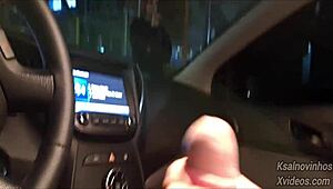 teasing risky handjob tempts young street teen in public car