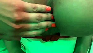 Hardcore anal pounding shemale's big shaved ebony ass till cum.