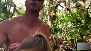 POV pounding athletic blonde in Florida swamps - moans echo outdoors