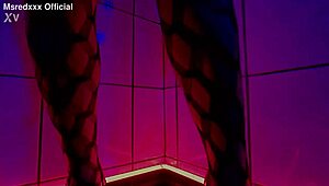 curvy redhead slut in lingerie rips clothes for oiled teasing and huge tits reveal