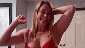 girl dances with joyful moves around the room