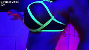 curvy redhead slut in lingerie rips clothes for oiled teasing and huge tits reveal