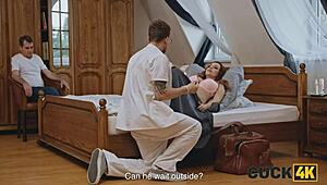wife cheats with doctor while cuckold husband watches in hospital