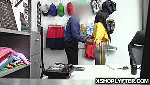 Shoplifter teen Judy Jolie gags on big cock during rough store doggystyle search