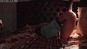 Skinny Latina college girl films first homemade fuck with boyfriend