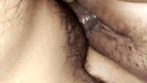 Amateur Mexican housewife's tight shaved pussy filled with hot creampie cum deep inside juicy vagina