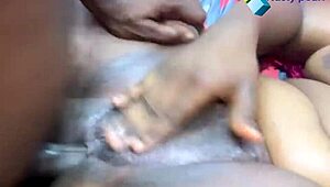 Chubby ebony slut rides bbc anal gaping creampie dripping from ripped clothes fuck