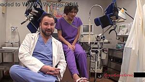 i'm the brunette nurse in latex gloves givin patient humiliation spreadin ass n tits