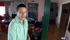 cheating milf mommy with huge tits and ass strips panties for young cock outdoors