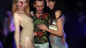 at the college sex party we hard fuck the cutest skinny brunette bitch in rough orgy creampie