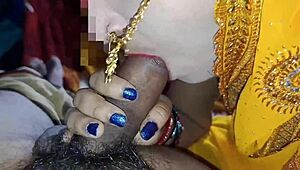 इंडियन ब्राइड पति को डर्टी बेडरूम क्रीमपाई बातों से तड़पाती