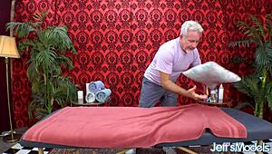 Wow! Curvaceous Chloe Klein's fat tits and ass get oiled in erotic massage!