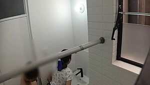 Bent Over BATHROOM Fuck SPYING On Cute College TEEN Riding Lover DOGGYSTYLE