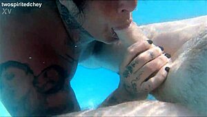 holiday pool threesome explodes with milf and brunette deepthroating monster cocks before juicy pussy licking and doggystyle pounding