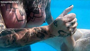 holiday pool threesome explodes with milf and brunette deepthroating monster cocks before juicy pussy licking and doggystyle pounding