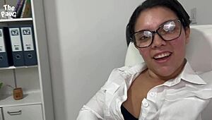 secretary gets busted by boss and fucked hard on office desk to keep her job