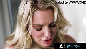 Hey hubby, watch your busty milf wife rachael cavalli get her face buried in babysitter's wet pussy!