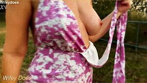 i strip and flash my big tits outside the hotel