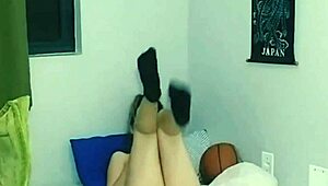 naughty skinny teen student plays with tight pussy so fun!!