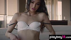 Emily willis petite latina strips clothes rips poses on pool table