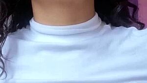 hot brazilian brunette espuletinha dirty talks natural tits begging your cum