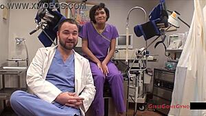 i'm the brunette nurse in latex gloves givin patient humiliation spreadin ass n tits