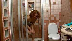 curly teen pamela e strokes pussy with mommy's dildo fingering hard