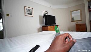 posh british milf deepthroats huge bbc with her fake tits out