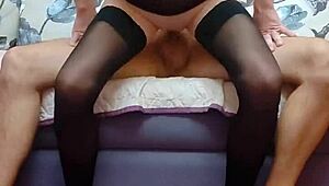 Beautiful milf wife in stockings rides cock cowgirl anal on homemade cam craving more pussy stuffing.