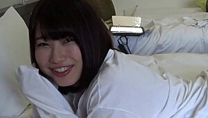 cute japanese college girl cuddles into romantic young sex bliss