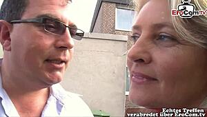 German housewife PICKED UP ON STREET for public outdoor milf sex interview casting