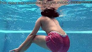 lady dee shy czech teen intriguing pool swim