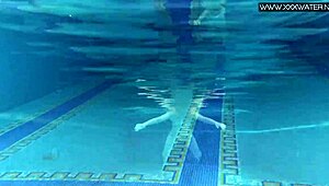 lady dee shy czech teen intriguing pool swim