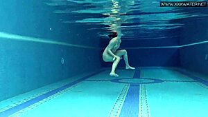 lady dee shy czech teen intriguing pool swim