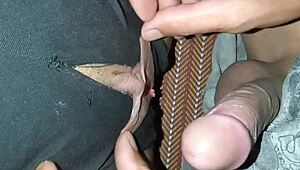 dude watches pretty student with tight shaved pussy get doggystyle creampied hard till she squirts