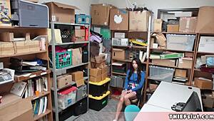 EXTRA CUTE BRUNETTE THIEF TAYLOR CAUGHT PUNISH FUCKED BACKROOM!