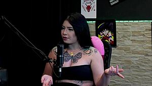 morena tatuada shows huge natural tits in never have i ever game licks friend's clit after sex talk on sheer red