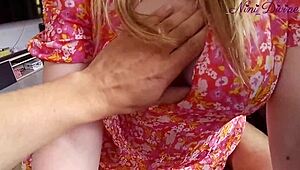 TITJOB with BIG NATURAL TITS! DEEP THROAT, THONG PULL, STEPSIS BEGS for DOGGY ASS POUNDING!